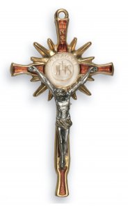 Copertina di 'Croce dorata con smalto rosso - 4,5 cm'
