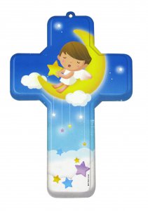 Copertina di 'Crocifisso per cameretta bambini modello Angelo della buonanotte - 12 x 18 cm'