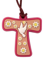 Croce Tau colorata per la Confessione (rosa)