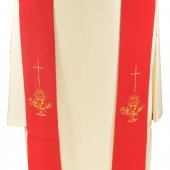 Immagine di 'Stola rossa con ricamo a croce e cristogramma IHS'