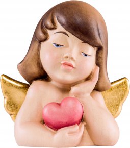 Copertina di 'Angelo Deco con cuore - Demetz - Deur - Statua in legno dipinta a mano. Altezza pari a 5 cm.'