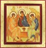 Icona greca in legno "Trinità di Rublev" - 22x21 cm