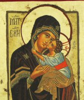 Immagine di 'Icona greca in legno "Madre di Dio della Tenerezza di Decani" - 24x13 cm'