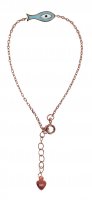 Braccialetto con piccolo pesce smalto azzuro in argento 925 con bagno in oro rosa