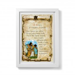 Copertina di 'Quadretto pergamena "Gesù d'amore acceso" con passe-partout e cornice minimal'