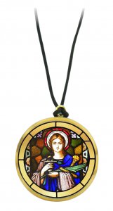 Copertina di 'Ciondolo Santa Lucia in legno ulivo con immagine serigrafata - 3,5 cm'