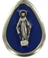 Immagine di 'Portachiavi Madonna Miracolosa a goccia in metallo nichelato con bustina'