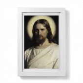 Quadretto "Volto di Cristo" con passe-partout e cornice minimal - dimensioni 15x10 cm - Carl Bloch