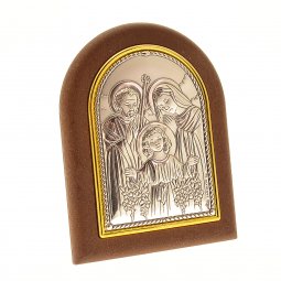 Copertina di 'Iconcina in legno e in lamina d'argento "Sacra Famiglia" - dimensioni 7,5x6 cm'