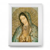 Quadro "Madonna di Guadalupe" con lamina oro e cornice con decorazione a sbalzo