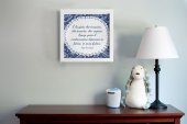 Immagine di 'Quadro "E' la gioia che trascina" di papa Francesco in bianco e blu - dimensioni 23 x 23 cm'