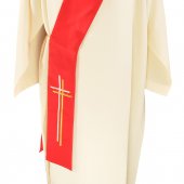 Immagine di 'Stola diaconale rossa con ricamo a doppia croce argento e oro'