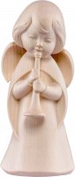 Statuina dell'angioletto con flauto, linea da 11 cm, in legno naturale, collezione Angeli Sognatori - Demetz Deur