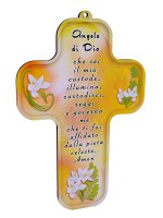 Croce gialla in legno "Angelo di Dio"  - altezza 13 cm