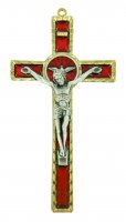 Crocifisso da parete Spirito Santo in metallo con smalto rosso - 17 cm