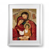 Quadro "Sacra Famiglia" con passe-partout e cornice minimal - dimensioni 53x43 cm