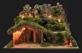 Immagine di 'Villaggio con case illuminate e fuoco elettrico ? Bertoni presepe linea Natale'