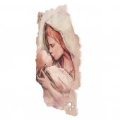 Immagine di 'Quadro in resina con bordo irregolare "Madonna col Bambino" - dimensioni 43x28 cm'