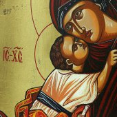 Immagine di 'Icona bizantina dipinta a mano "Madre di Dio Pogaevskaja" - 35x28 cm'