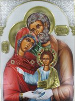 Immagine di 'Quadro Sacra Famiglia con lastra in argento - 50 x 42 cm'