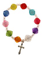 Bracciale rosario multicolore per bambini - grani sfaccettati 12 mm