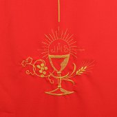 Immagine di 'Coprileggio rosso con croce e simboli Prima Comunione'