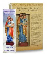 Immagine di 'Statua di San Giuseppe con bambino da 12 cm in confezione regalo con segnalibro in IT/EN/ES/FR'