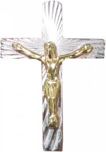 Copertina di 'Croce distintivo con spilla con Cristo riportato in argento 925 - 2,6 cm'