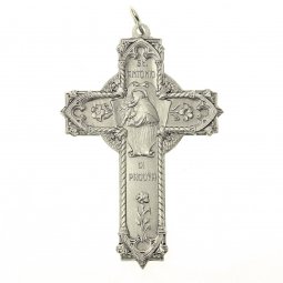 Copertina di 'Crocifisso in ottone argentato con breve di sant'Antonio/Ecce crucem domini - dimensioni 6x4 cm'