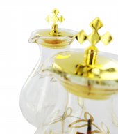 Immagine di 'Ampolline in vetro decoro dorato e vassoio in vetro - 100 cc'