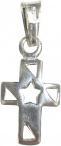 Copertina di 'Croce in argento 925 con stella traforata - 1,5 cm'