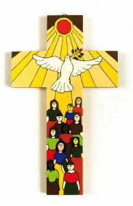 Copertina di 'Croce in legno "Dono dello Spirito" - altezza 15 cm'