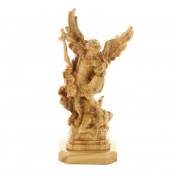 Copertina di 'Statuetta in legno d'ulivo con base "San Michele Arcangelo" - altezza 9 cm'