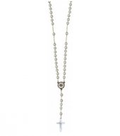Collana rosario MEA con grani in perla e medaglia miracolosa dorata