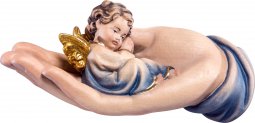 Copertina di 'Mano protettrice distesa con angelo azzurro - Demetz - Deur - Statua in legno dipinta a mano. Altezza pari a 11 cm.'