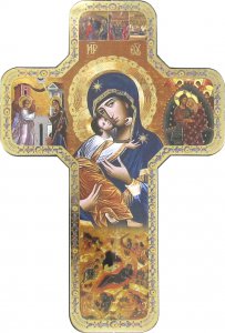 Copertina di 'Croce icona Madonna della Tenerezza stampa su legno - 12 x 18 cm'