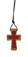 Croce in legno di ulivo con cordone - 4 cm