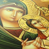 Immagine di 'Icona bizantina dipinta a mano "Madre di Dio della Passione" - 40x29 cm'
