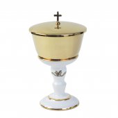 Pisside in ceramica "Modello Bianco Oro Metallo" - 17 cm