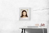 Immagine di 'Quadro "Volto di Gesù" con passe-partout e cornice minimal - dimensioni 53x43 cm'