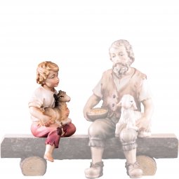 Copertina di 'Fanciullo seduto con capretto H.K. - Demetz - Deur - Statua in legno dipinta a mano. Altezza pari a 11 cm.'