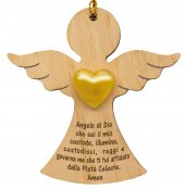 Angelo dal cuore d'oro in legno "Angelo di Dio" - altezza 9 cm