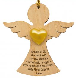 Copertina di 'Angelo dal cuore d'oro in legno "Angelo di Dio" - altezza 9 cm'