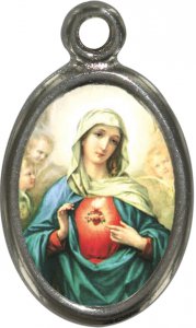 Copertina di 'Medaglia Sacro Cuore Maria in metallo nichelato e resina - 2,5 cm'