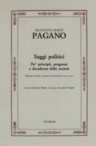 Copertina di 'Saggi politici. De' principii, progressi e decadenza delle societ (1791-1792). Ediz. critica'