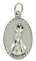 Medaglia Madonna di Fatima ovale in metallo - 2,5 cm