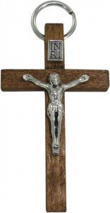 Copertina di 'Croce in legno color palissandro con Cristo - 4,5 cm'