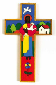 Copertina di 'Croce in legno "Il buon pastore" - altezza 15 cm'