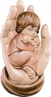 Mano protettrice da appendere con bambina - Demetz - Deur - Statua in legno dipinta a mano. Altezza pari a 11 cm.