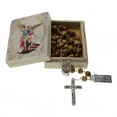 Scatolina portarosario con rosario in legno "San Michele arcangelo"